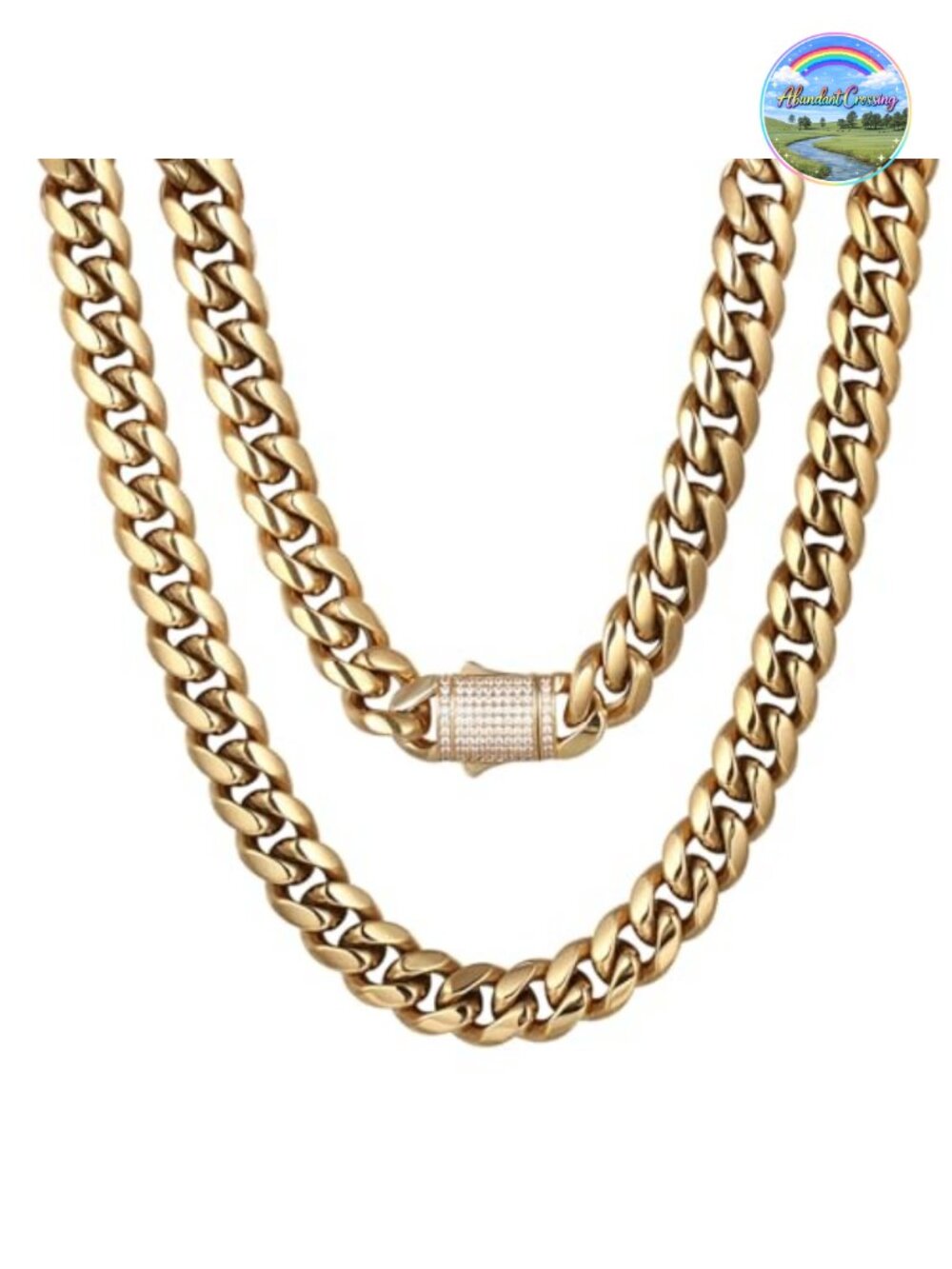 10/12mm Miami Cuban Link Chain 14K Gold Plated Stainless Steel Necklace Hip Hop